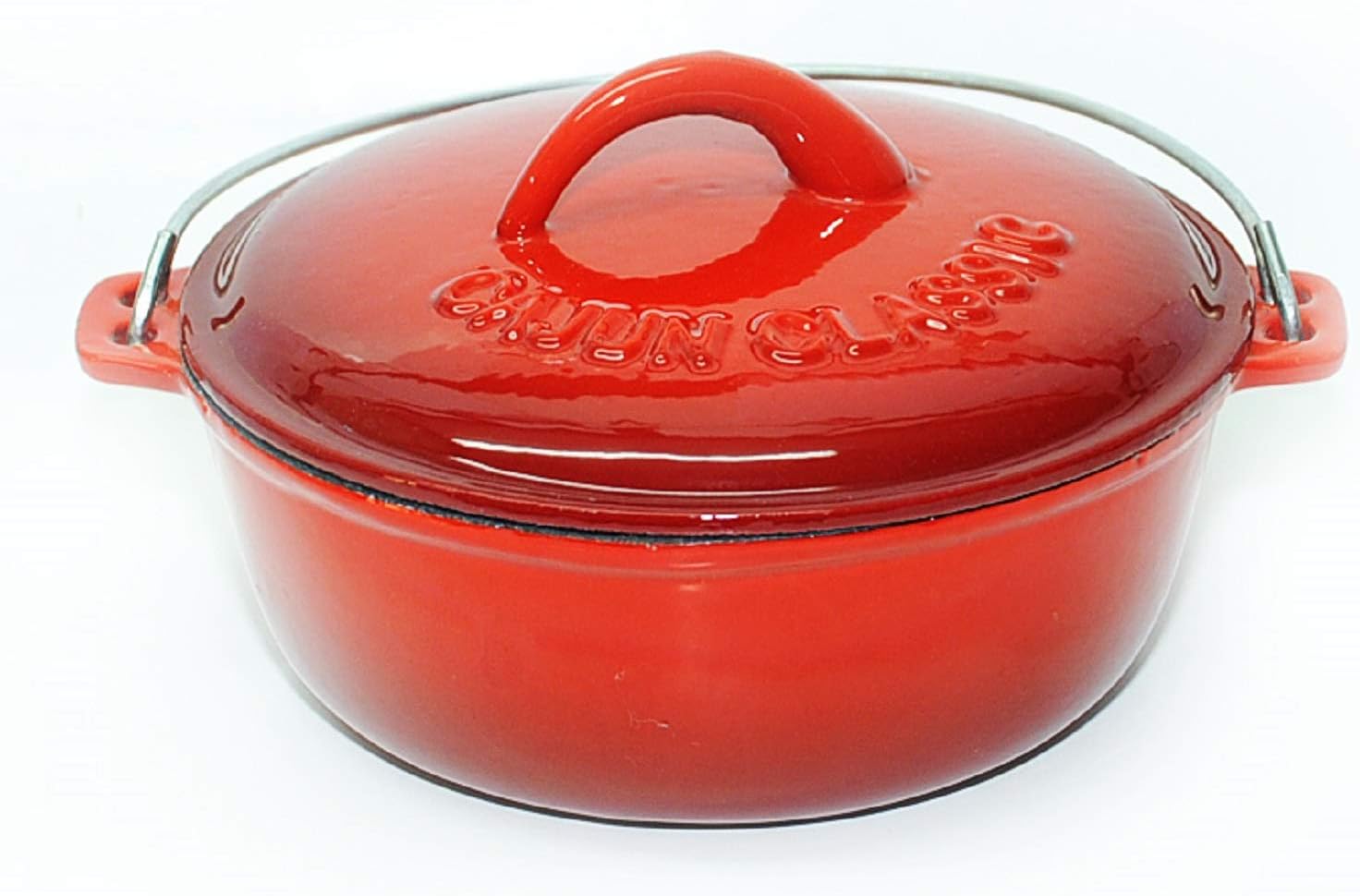 12 Qt Red Enamel Cast Iron Dutch Oven