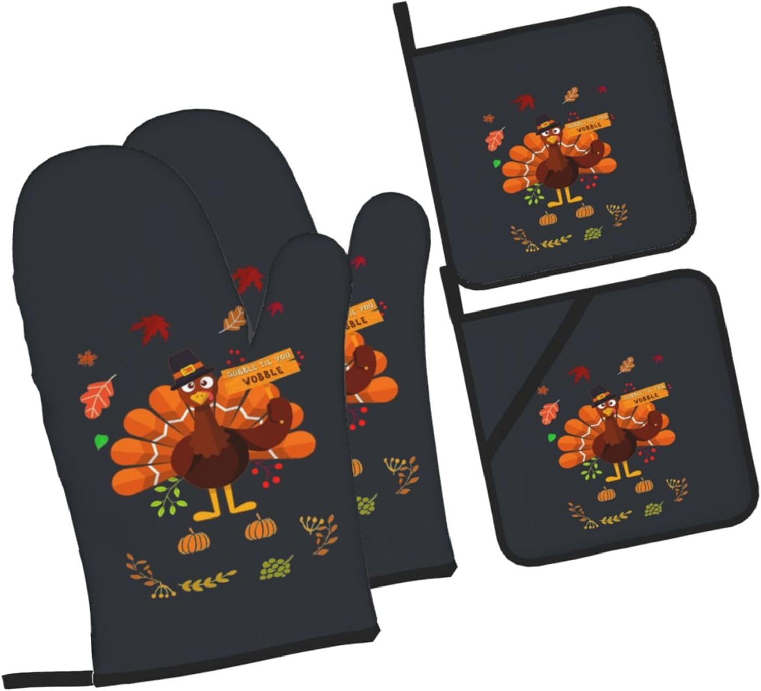 HOYYU Thanksgiving turkey oven mitts and pot holders set