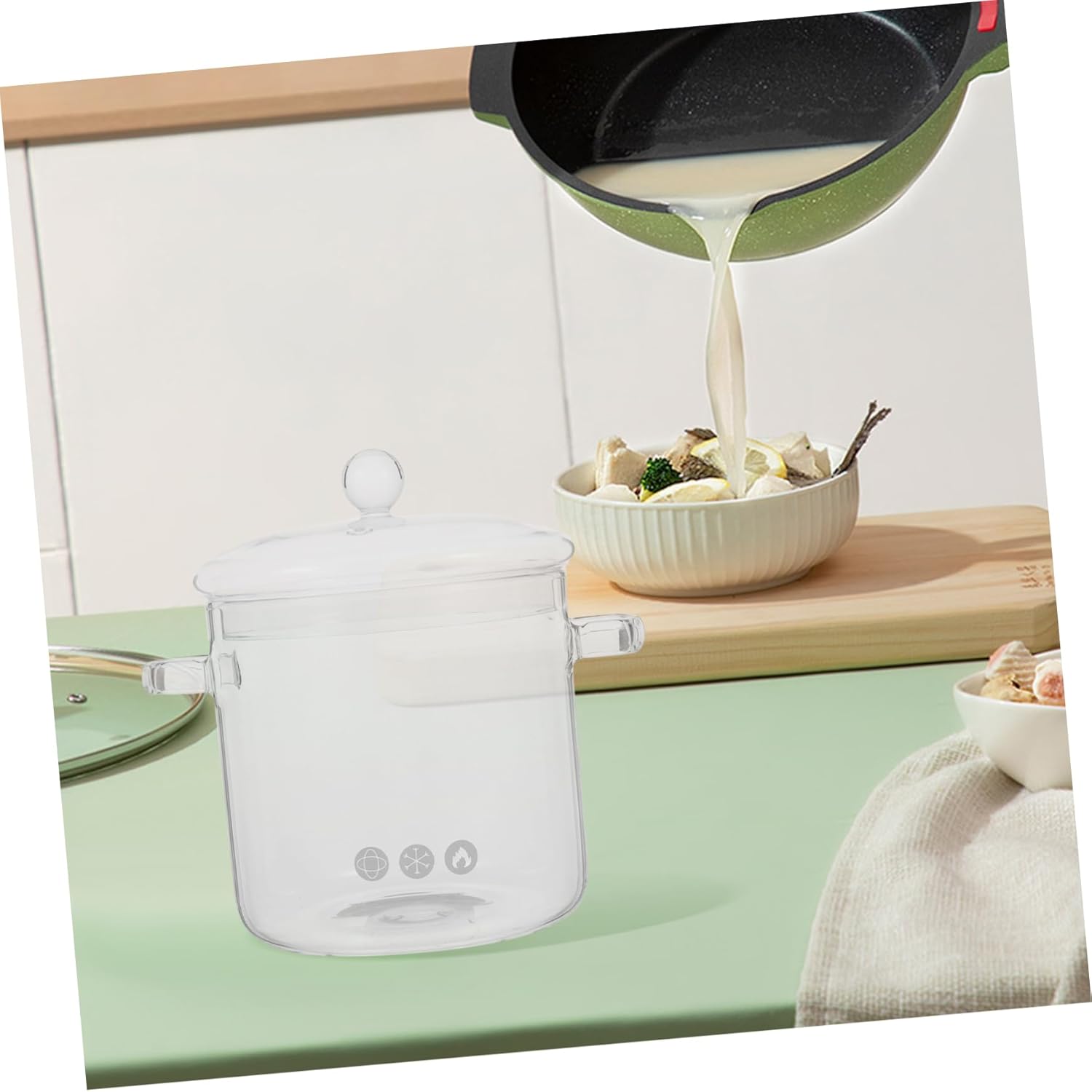 OFFSCH Clear Glass Cooking Pot with Lid Heat Resistant for Stove Top