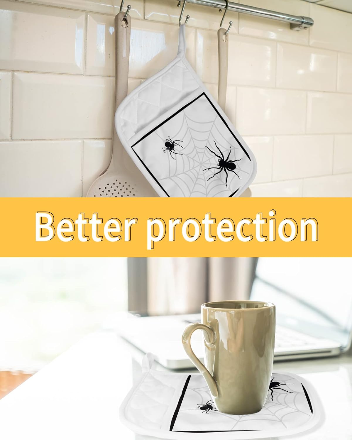 Cobwebz Heat-Resistant Potholders Set of 5