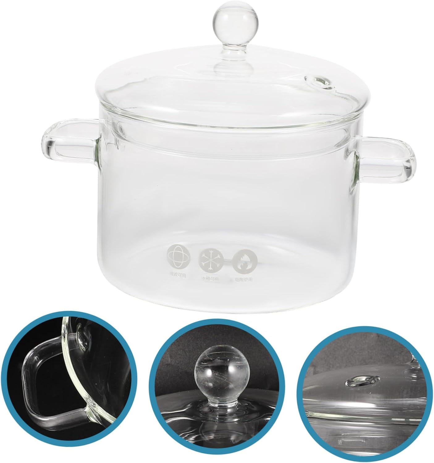 HOLIDYOYO High Borosilicate Glass Stockpot with Lid