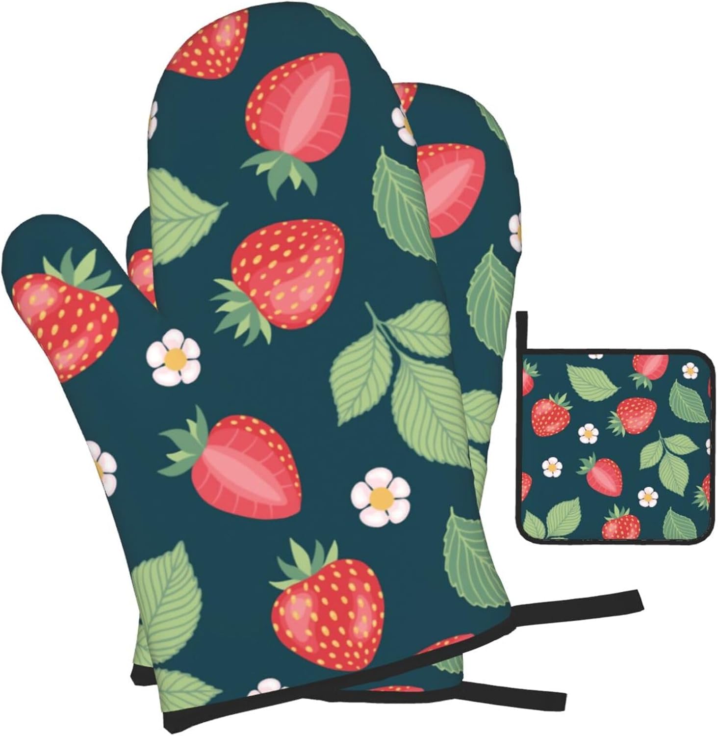Durable Heat-Resistant Oven Mitts Set for Kitchen and Grill Use