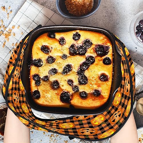 CFPolar Halloween pumpkin plaid Double Oven Mitts