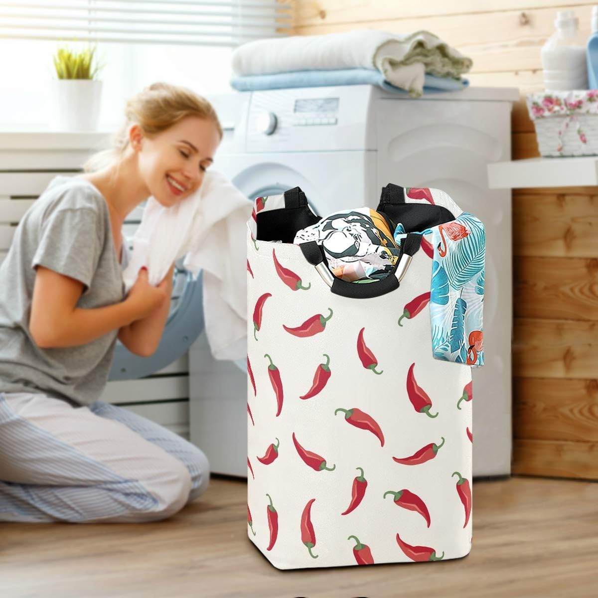 MOYYO Red chili Collapsible laundry basket