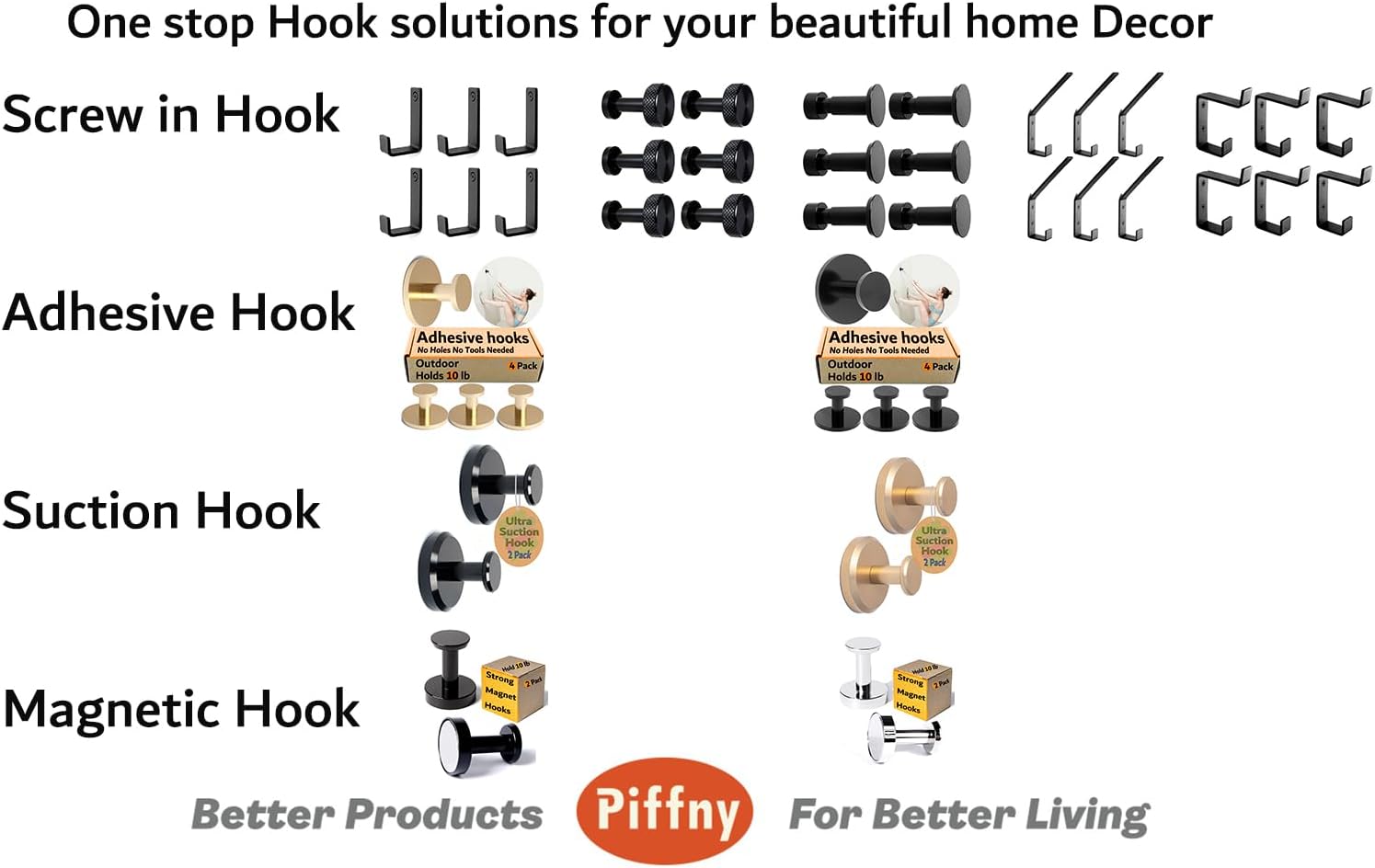 Sturdy and Modern Piffny Robe Towel Hook