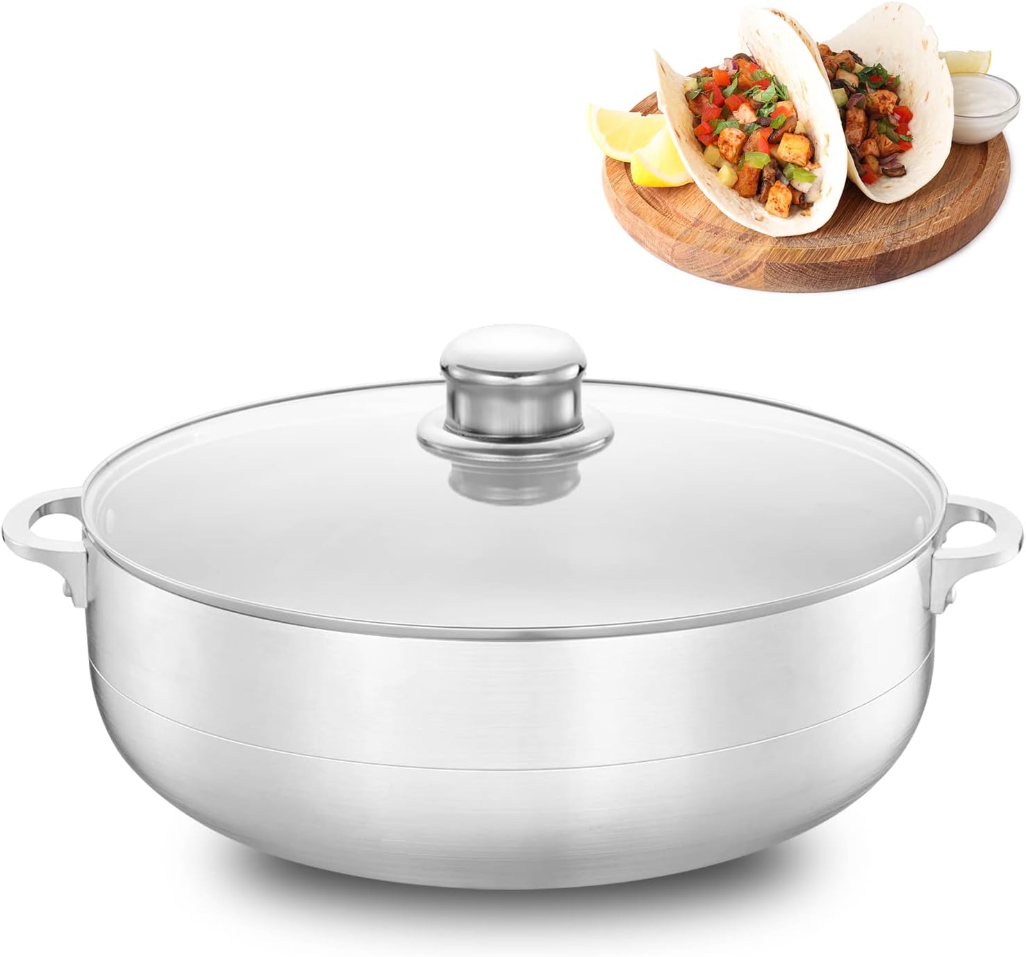 High-Quality Aluminum caliber pot with glass Lid even heat distribution feature