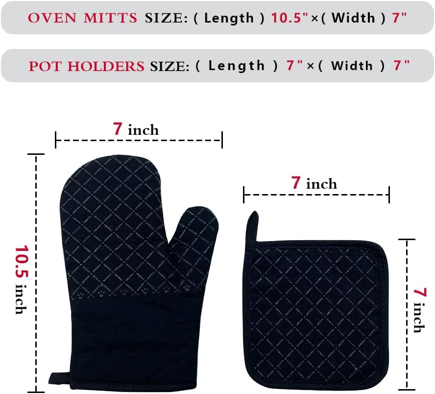 Set of 2 Cat Oven Mitts Pot Holders Heat-Resistant