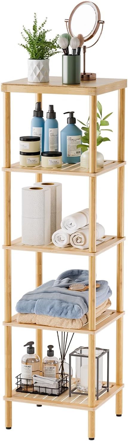 AmazerBath 5-Tier BambooShelf Functional Storage Unit