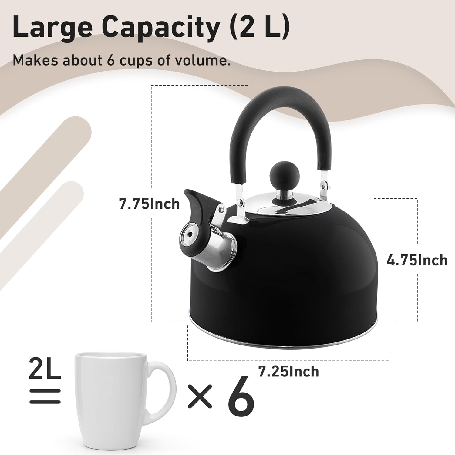 2-Quart Stainless Steel Whistling Tea Kettle