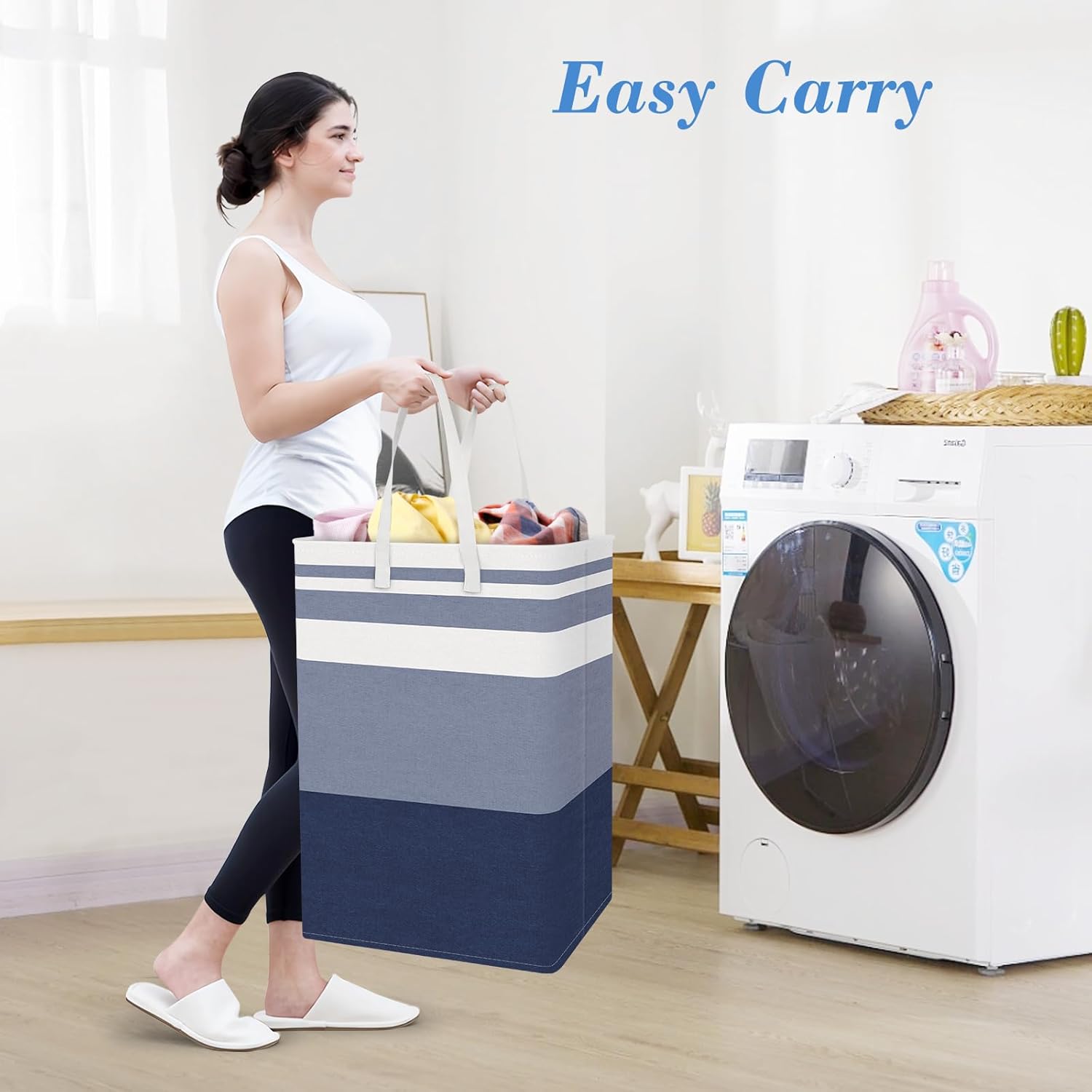 BlissTotes 3-Pack Gradient Blue Collapsible Laundry Basket