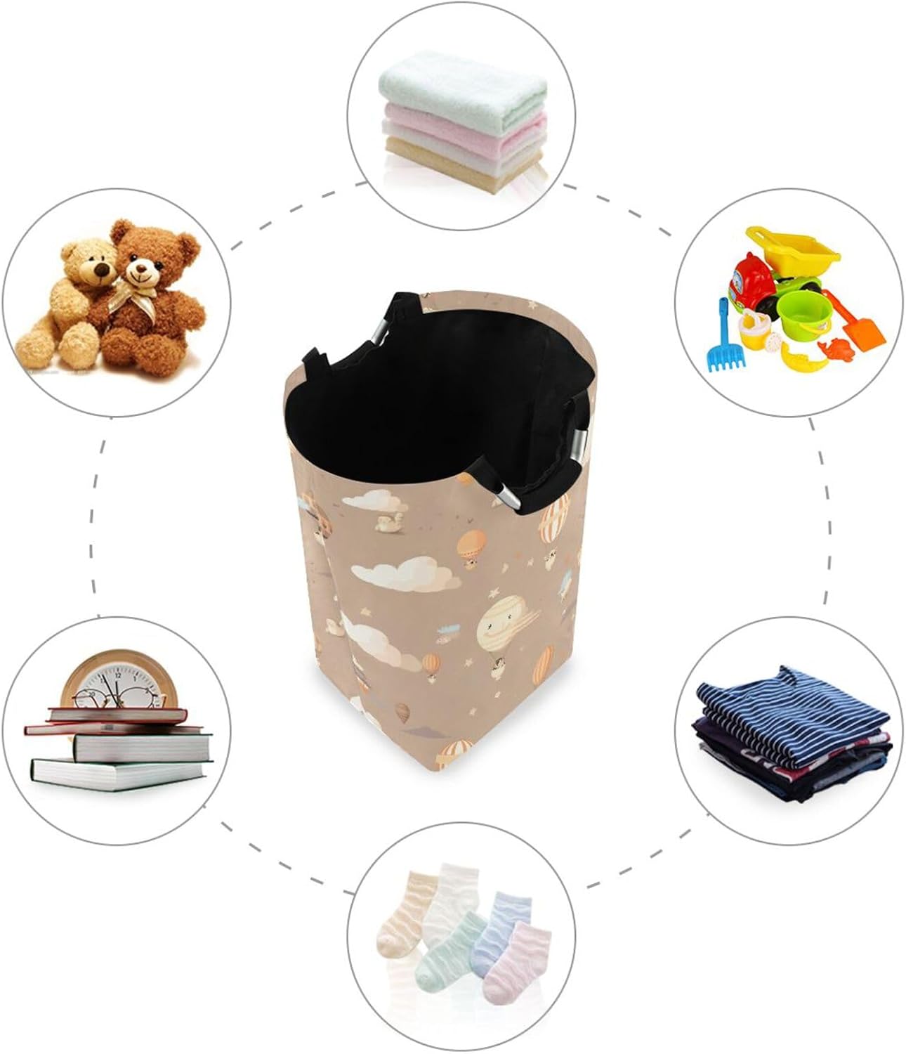 Collapsible Storage Bin for Kids with Cartoon Balloon Design