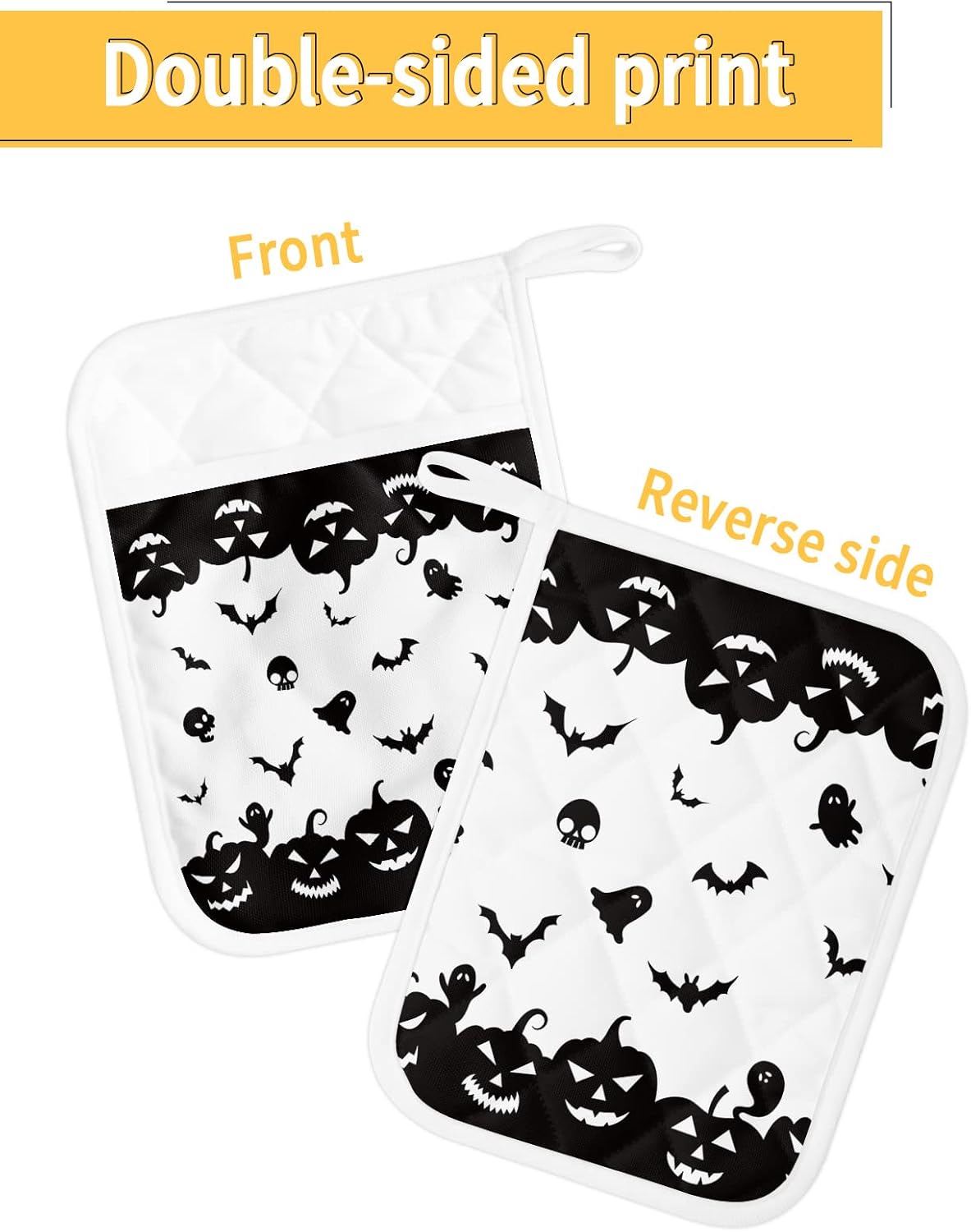 Halloween Pumpkin Bats Potholders Set of 5 Heat-Resistant Kitchen Accessories