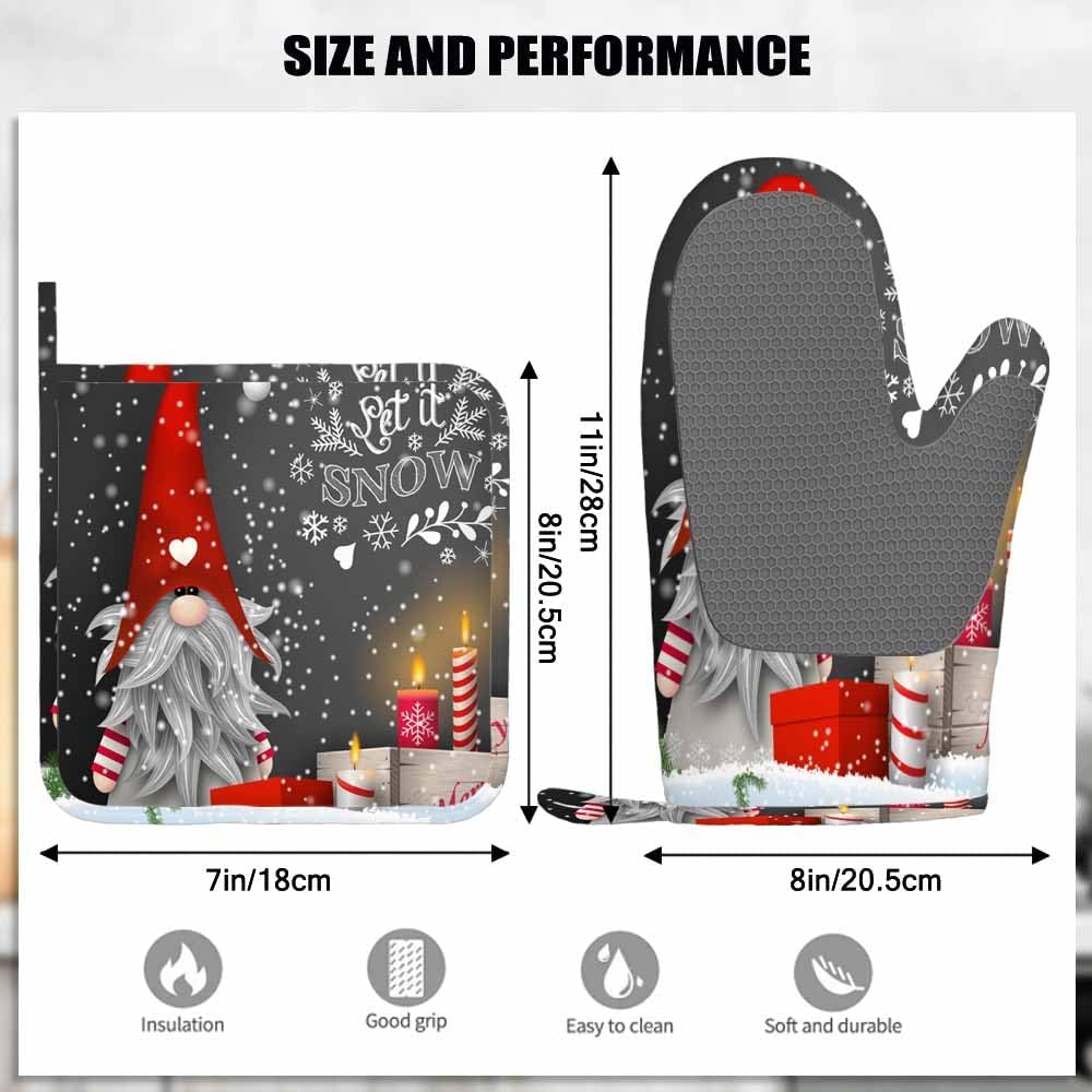 Scandinavian Dwarf Tomte Oven Mitts and Pot Holders Sets