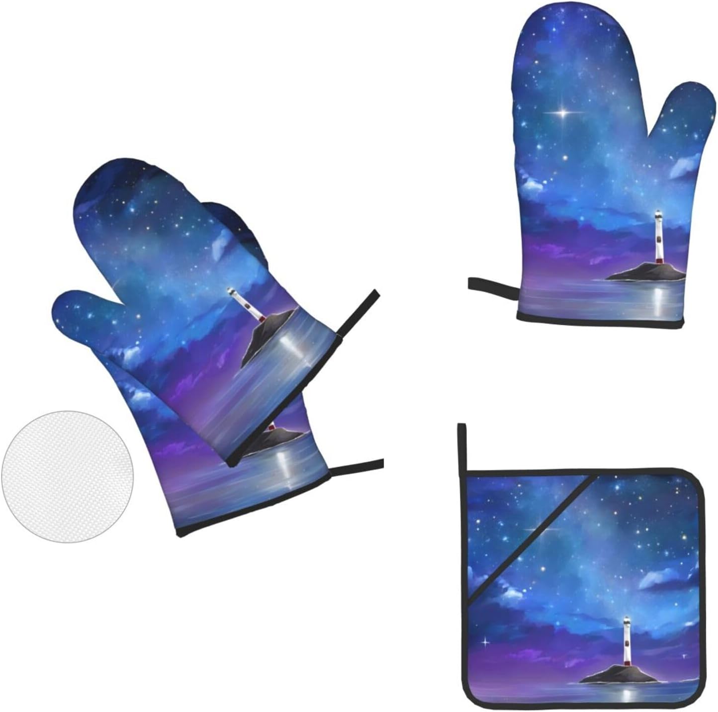 Northern Lights Oven Mitts Pot Holders Heat-Resistant and Durable Cooking Essentials