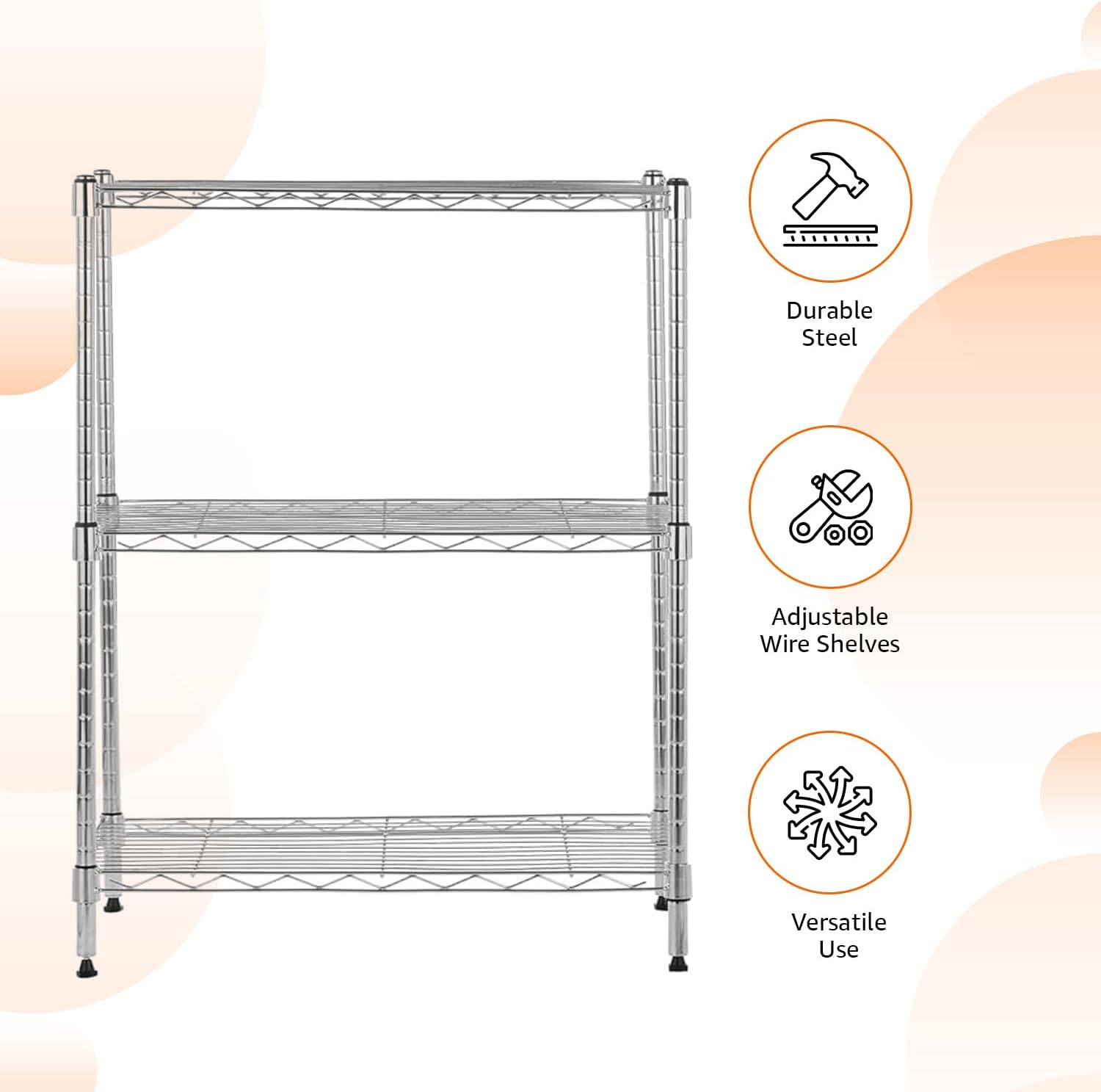 Adjustable 3-Shelf Storage Rack