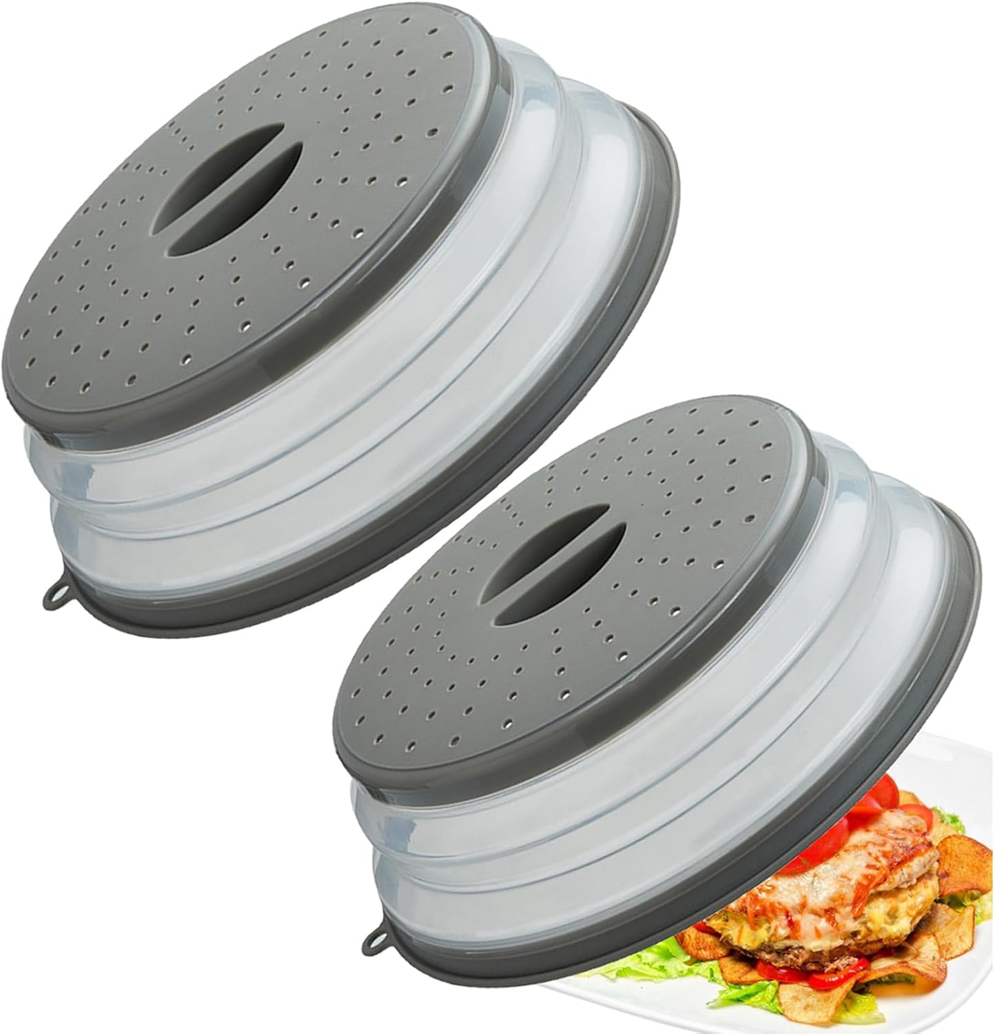 XGHJ 2 Pack Microwave Splatter Cover with Ventilation and Hook Hole