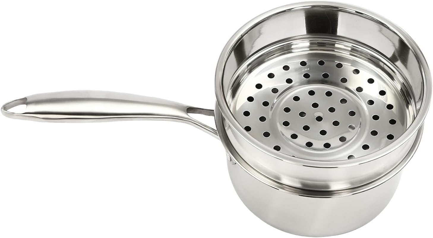 25 Quart Stainless Steel Saucepan with Steamer Basket