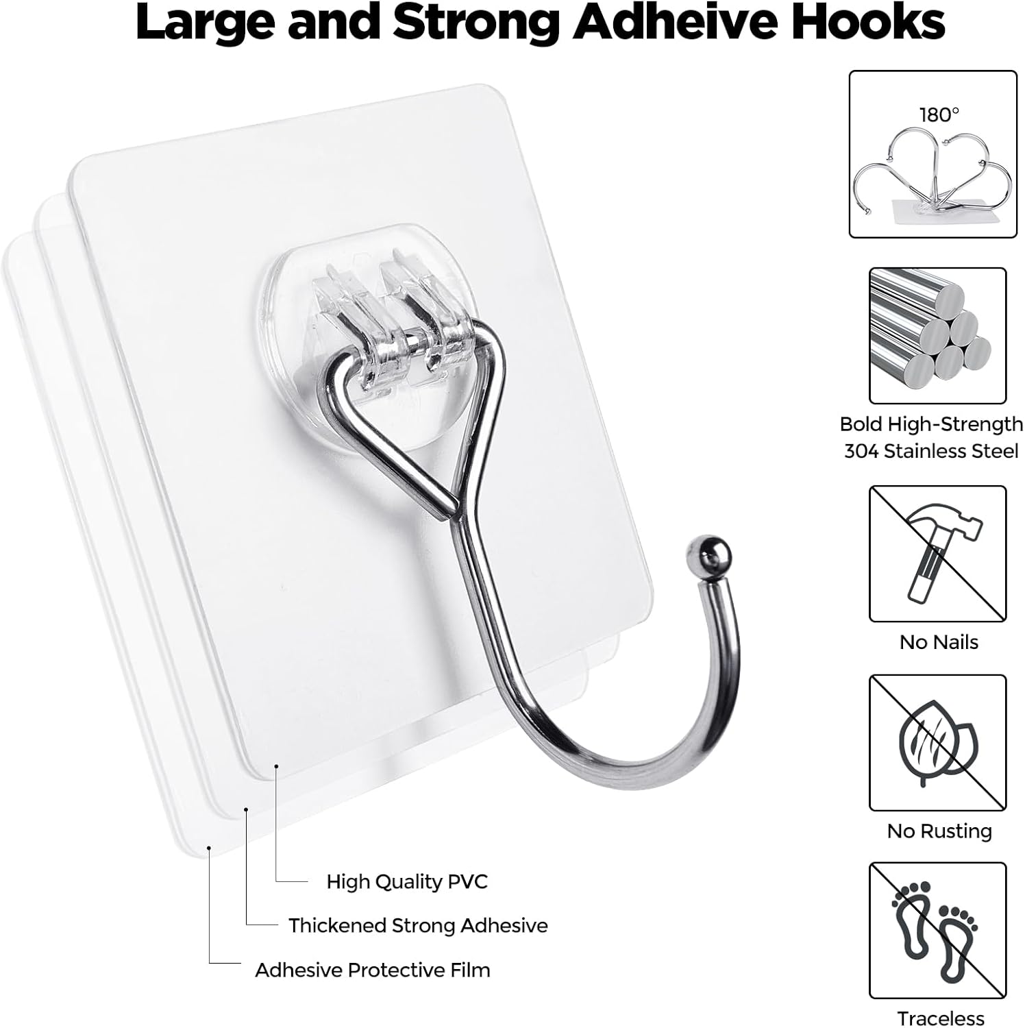 Meknow Large Adhesive Hooks