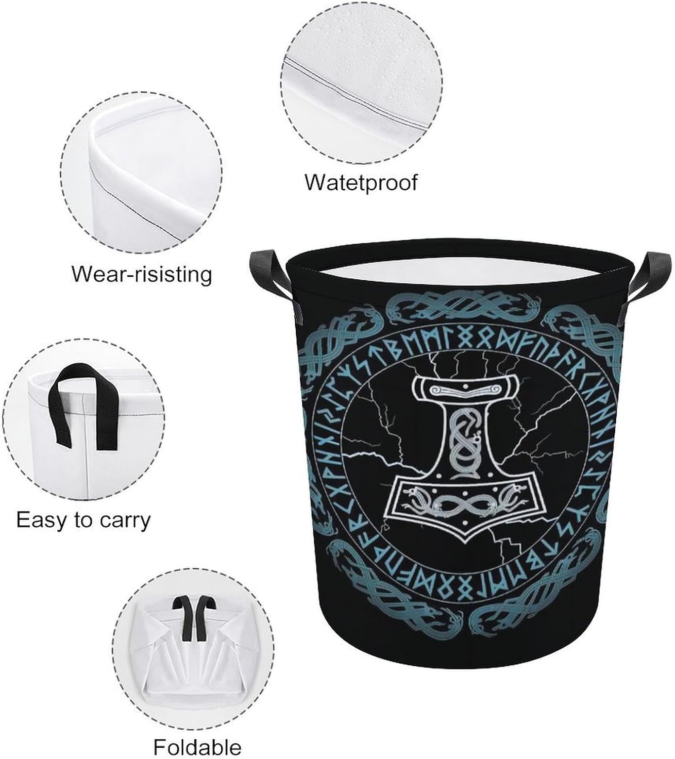Viking inspo Norse Mythology Magic Rune Laundry Hamper