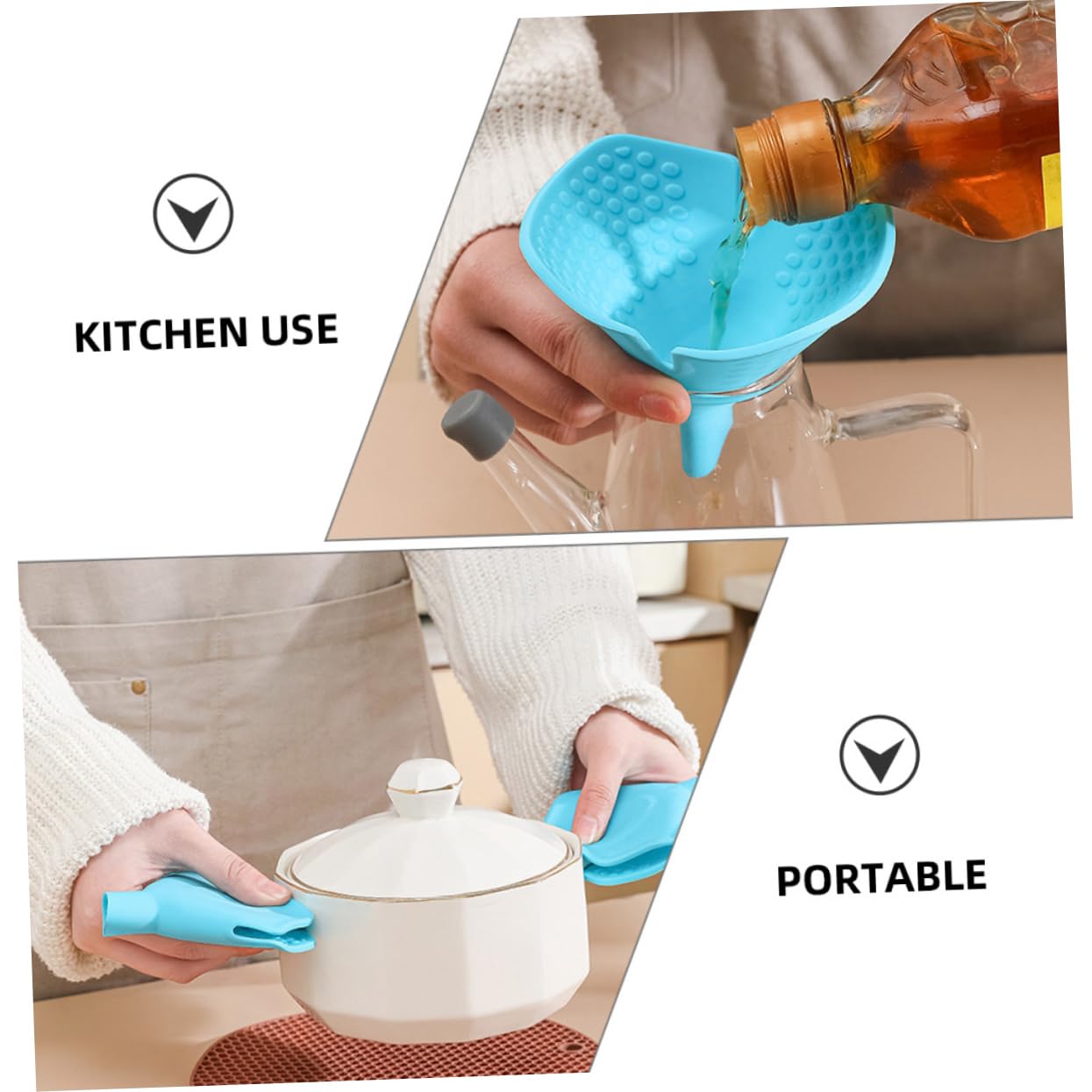 Multi-functional Silicone Pot Holder Adjustable Funnel Lit for Kitchen Use