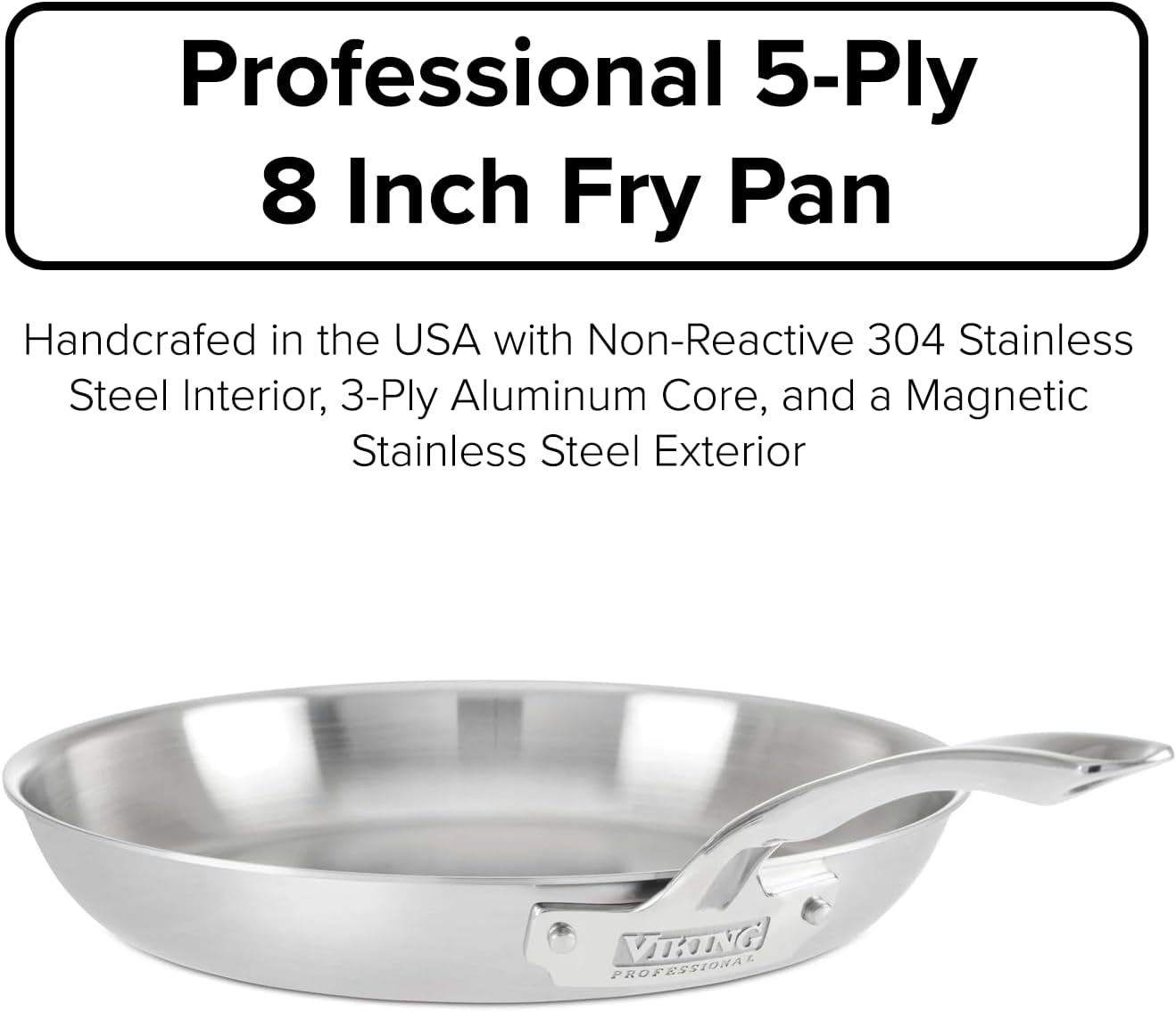 Viking 5 Ply Non Stick Frying Pan 8 Inch Silver