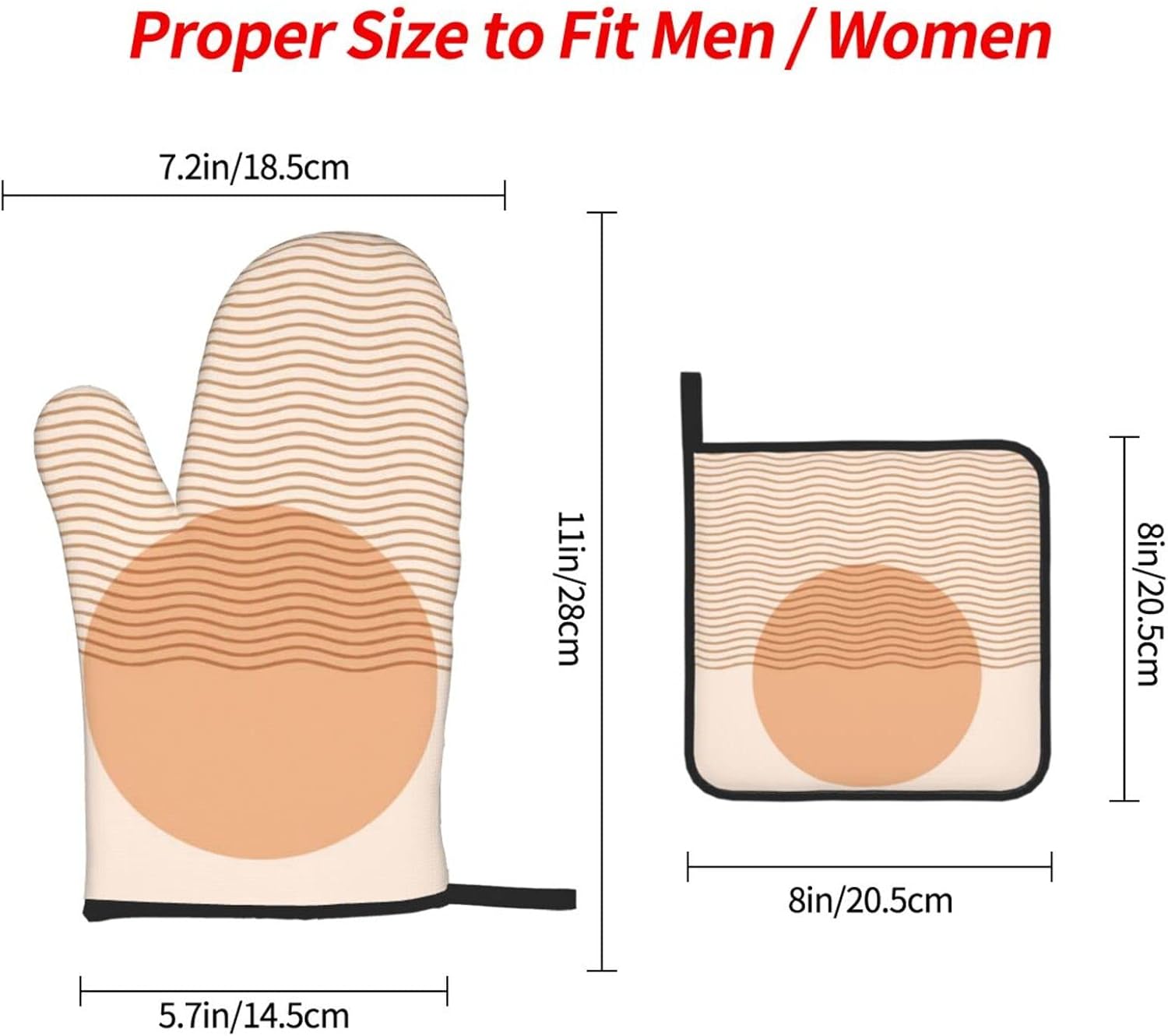 Sun Boho Oven Mitts Set for Kitchen - Heat Resistant
