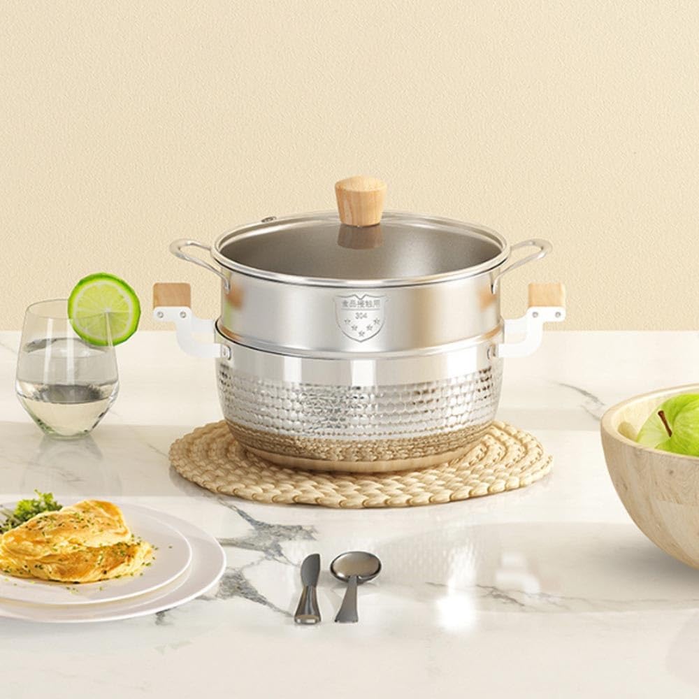 VKEID Tri-Ply Stainless Steel Stock Pot for Oven mitt Required