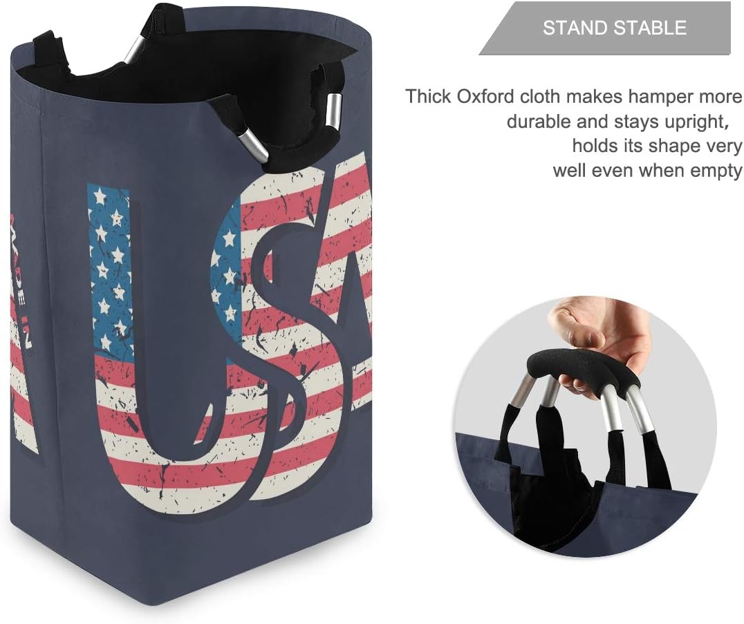 Collapsible Laundry Hamper with American Flag Design