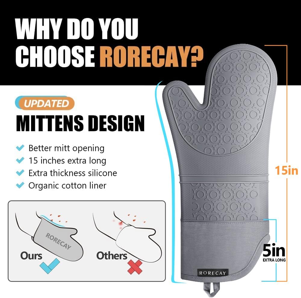 RoRecay Oven Mitt Potholder Set for Baking