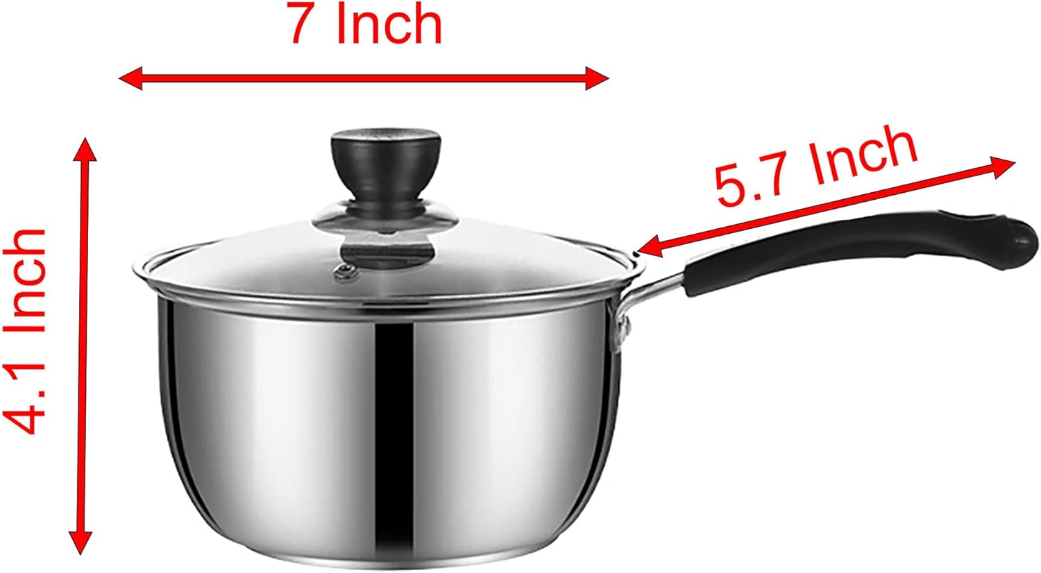 Yikangheng 13 Quart Stainless Steel Saucepan with Lid and Long Handle