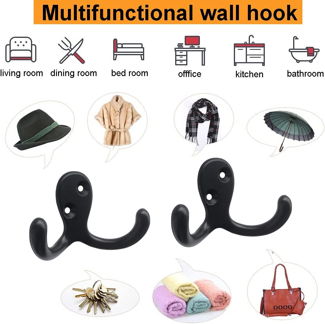 10-Pack Black Coats Hooks