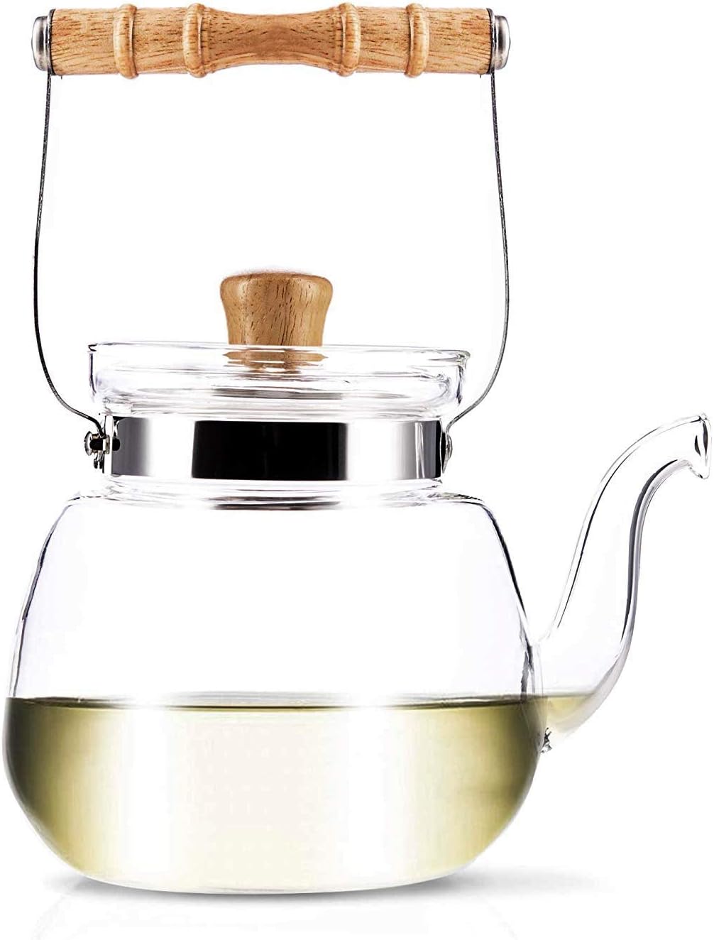 40 Oz Chinese Water Kettle Yama Glass Bamboo Handle Heat Resistant