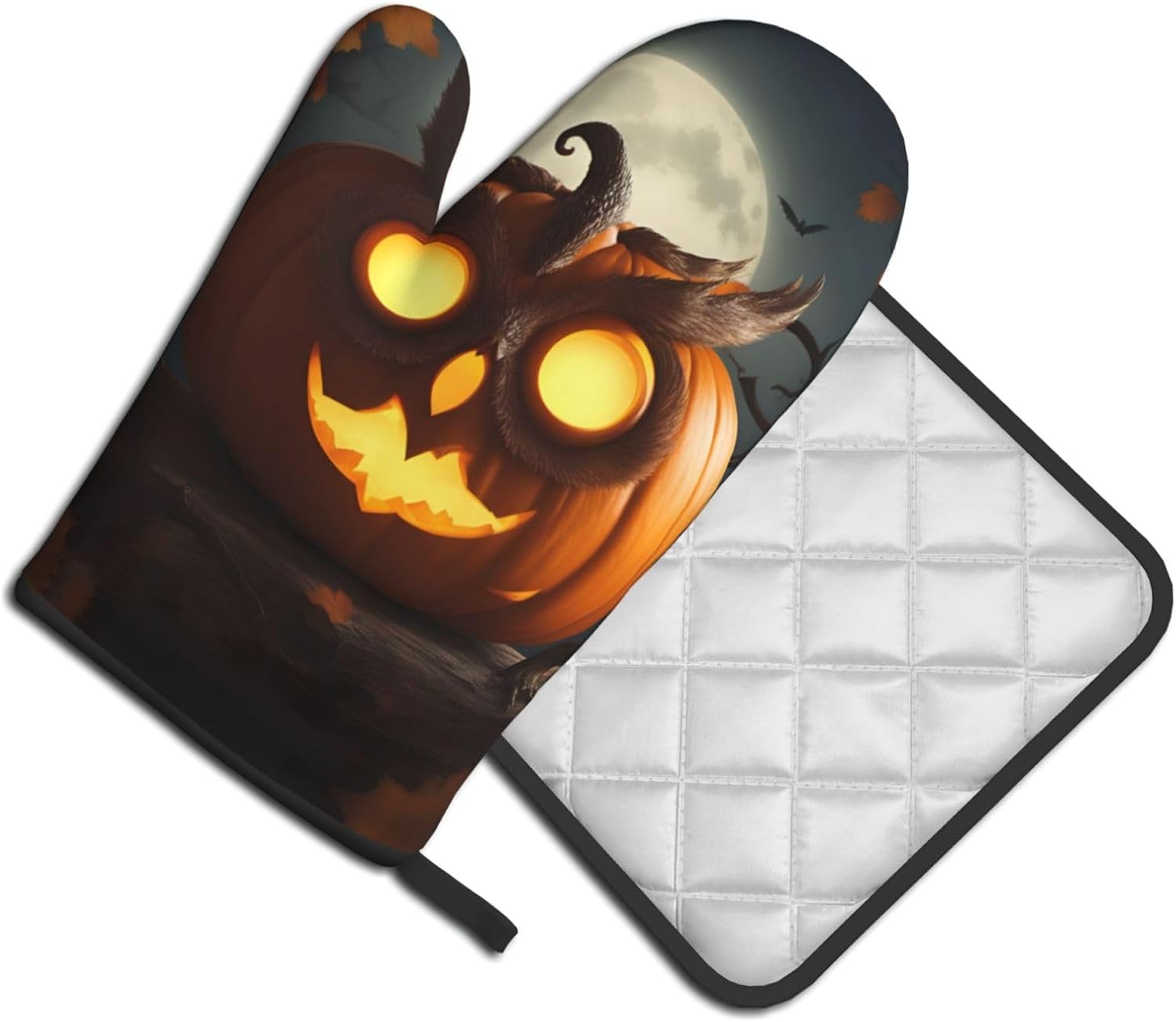 Halloween Silicone Oven Mitts - Owl Pumpkin Heat Resistant Kitchen Glove Set