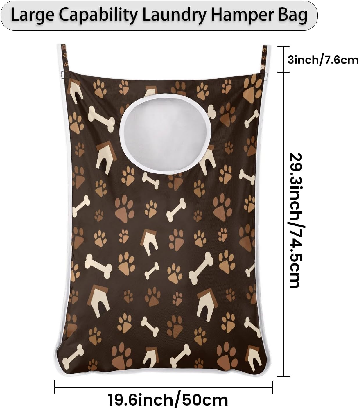 Hanging Laundry Hamper Bag with 2 Adhesive Hooks