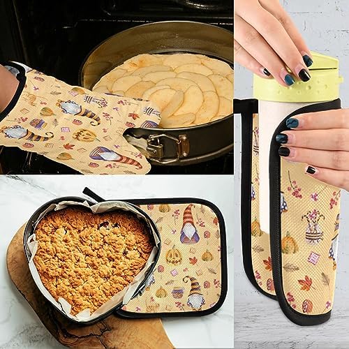 QUGRL Vintage Halloween Gnomes Oven Mitts Set