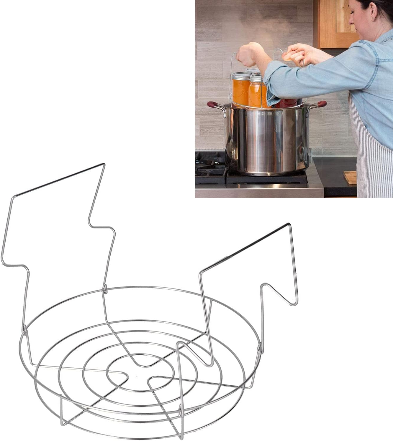 Mokernali Stainless Steel Canning Rack 8 Jar Easy Cook Set