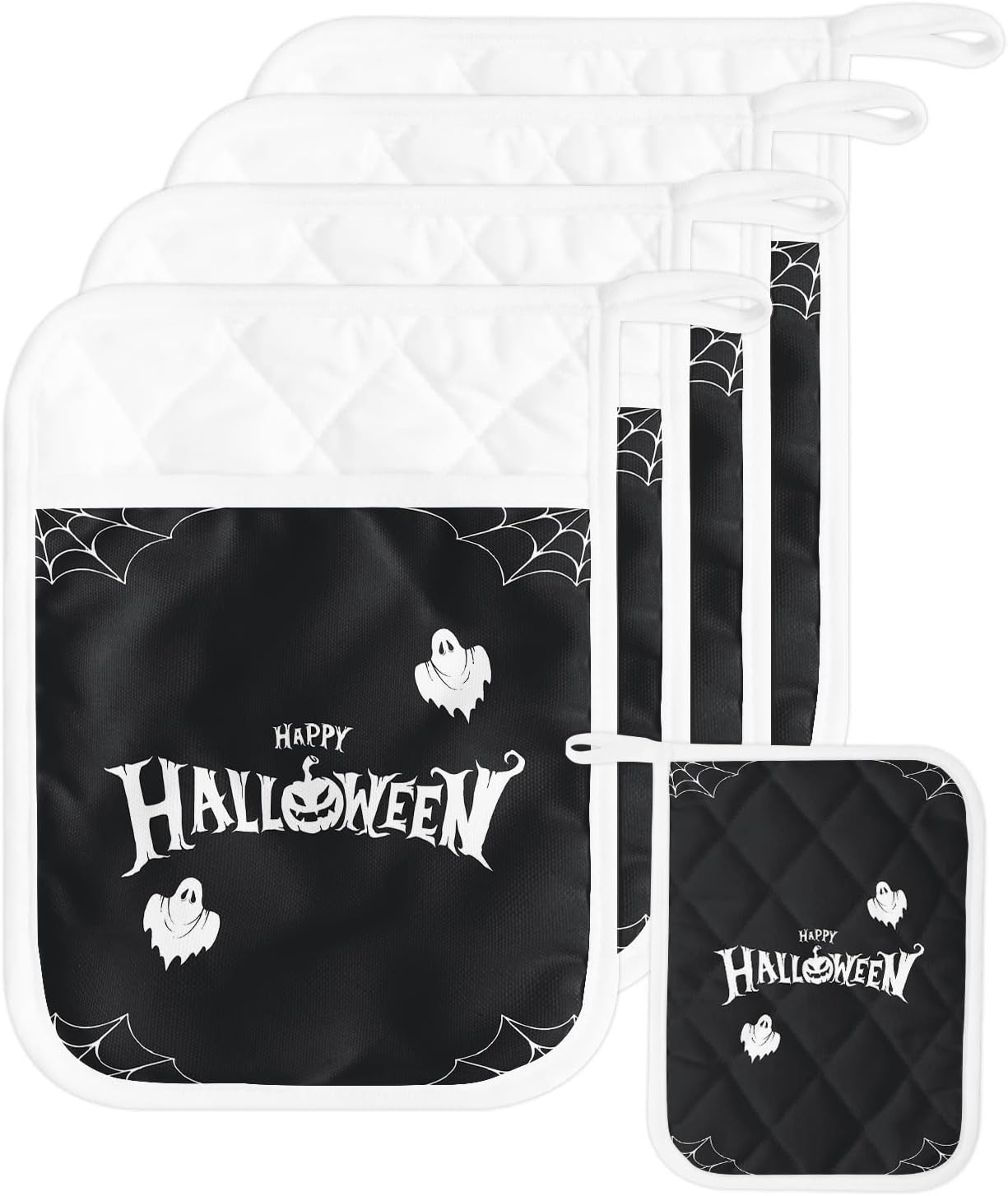 Halloween Pumpkins Ghost Potholders Set of 5