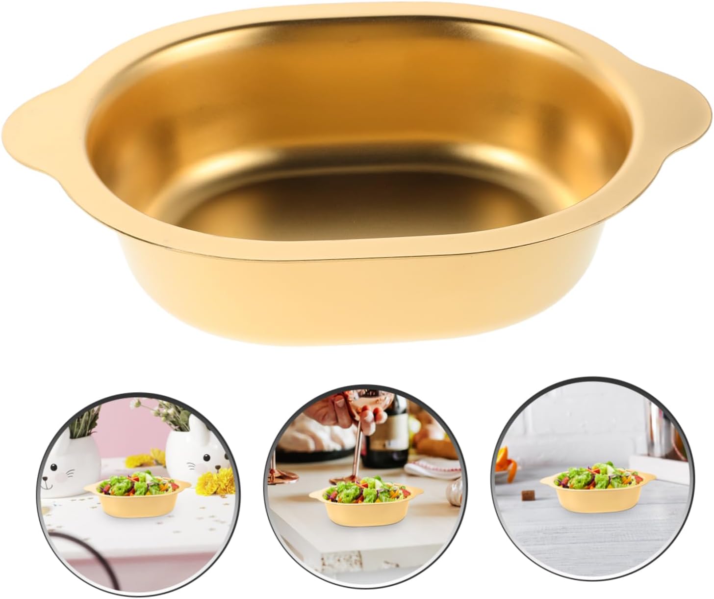 Cabilock Korean Style Stainless Steel Salad Bowl with Double Handle