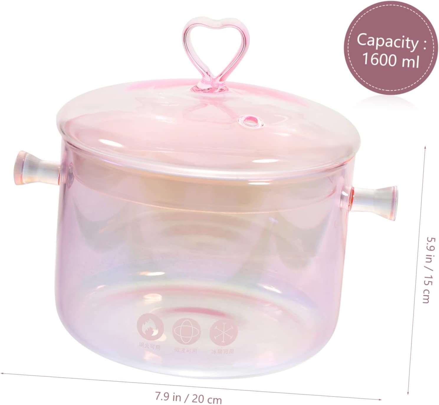 Ergonomic Design Glass Cooking Pot Fast Heat Conduction