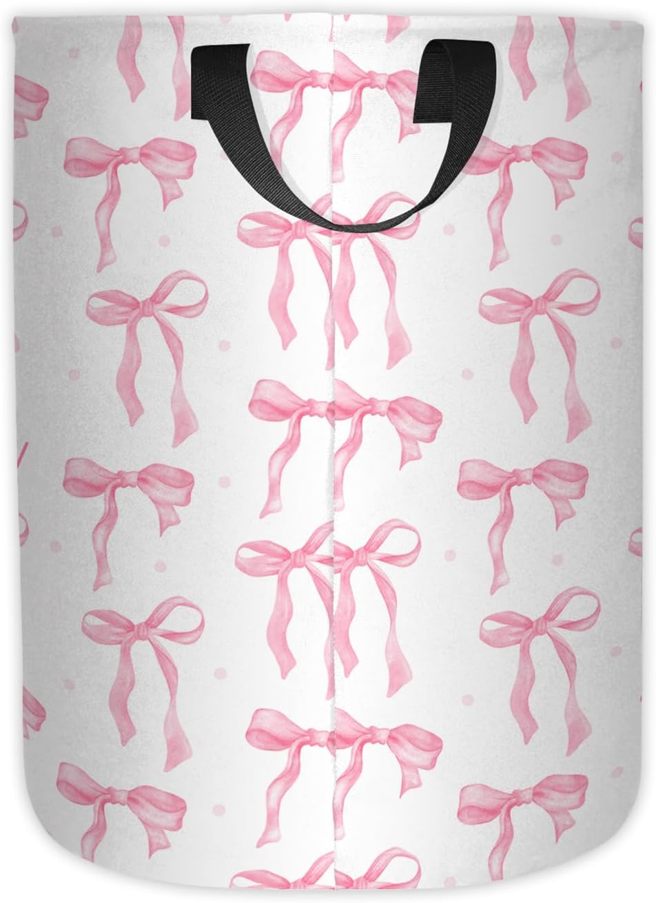 Personalized Baby Girl Pink Bow Laundry Hamper
