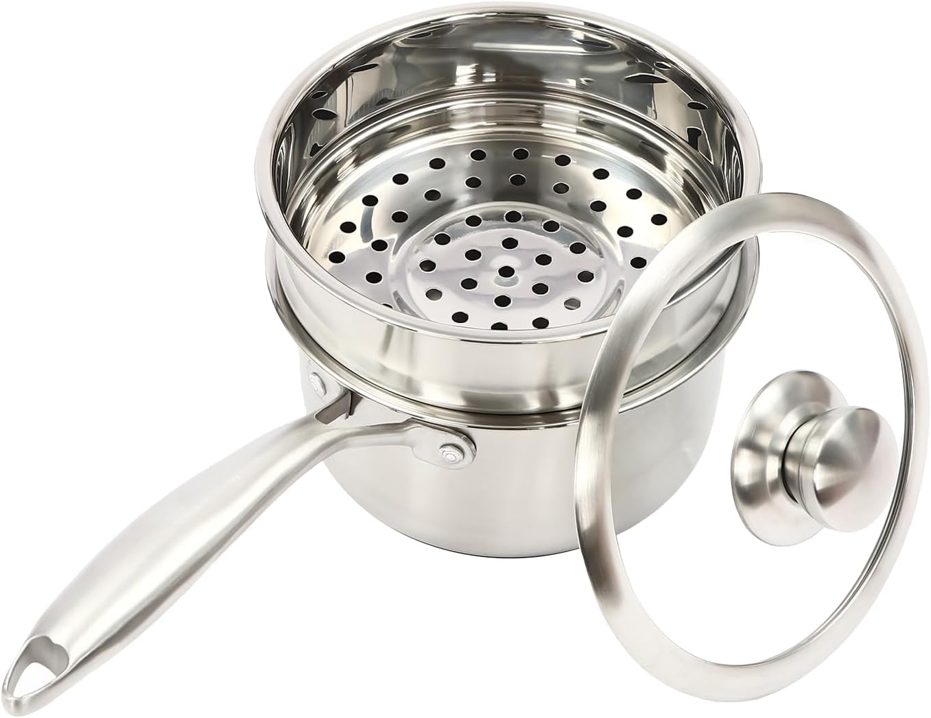 14 Quart Stainless Steel Saucepan with Built-in Steamer