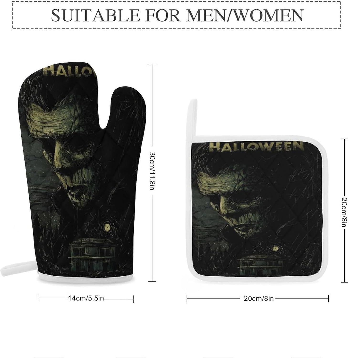 Halloween Oven Mitts Pot Holders Trick or Treat Set