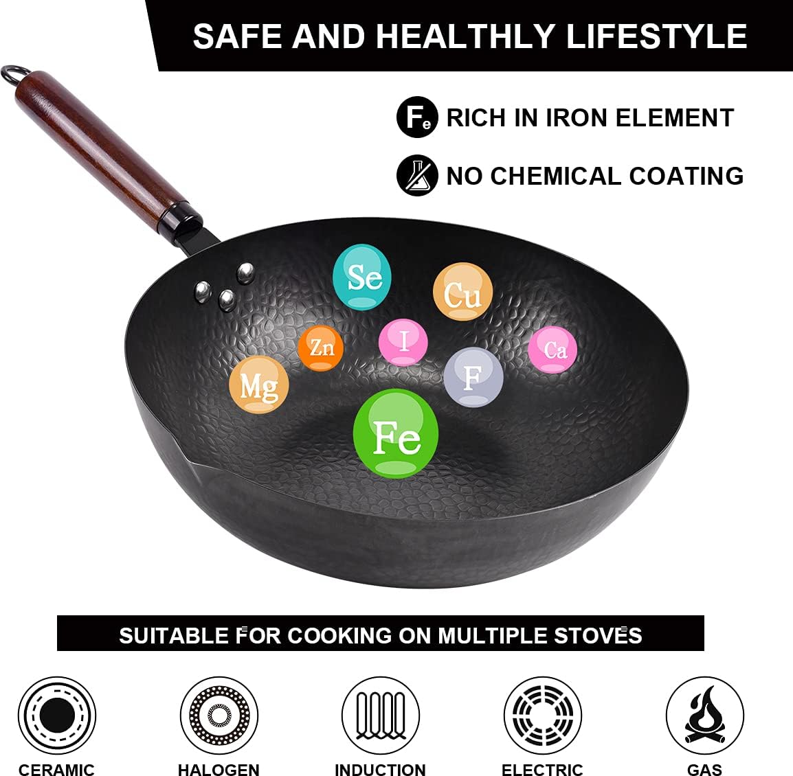 128 Carbon Steel Wok Set