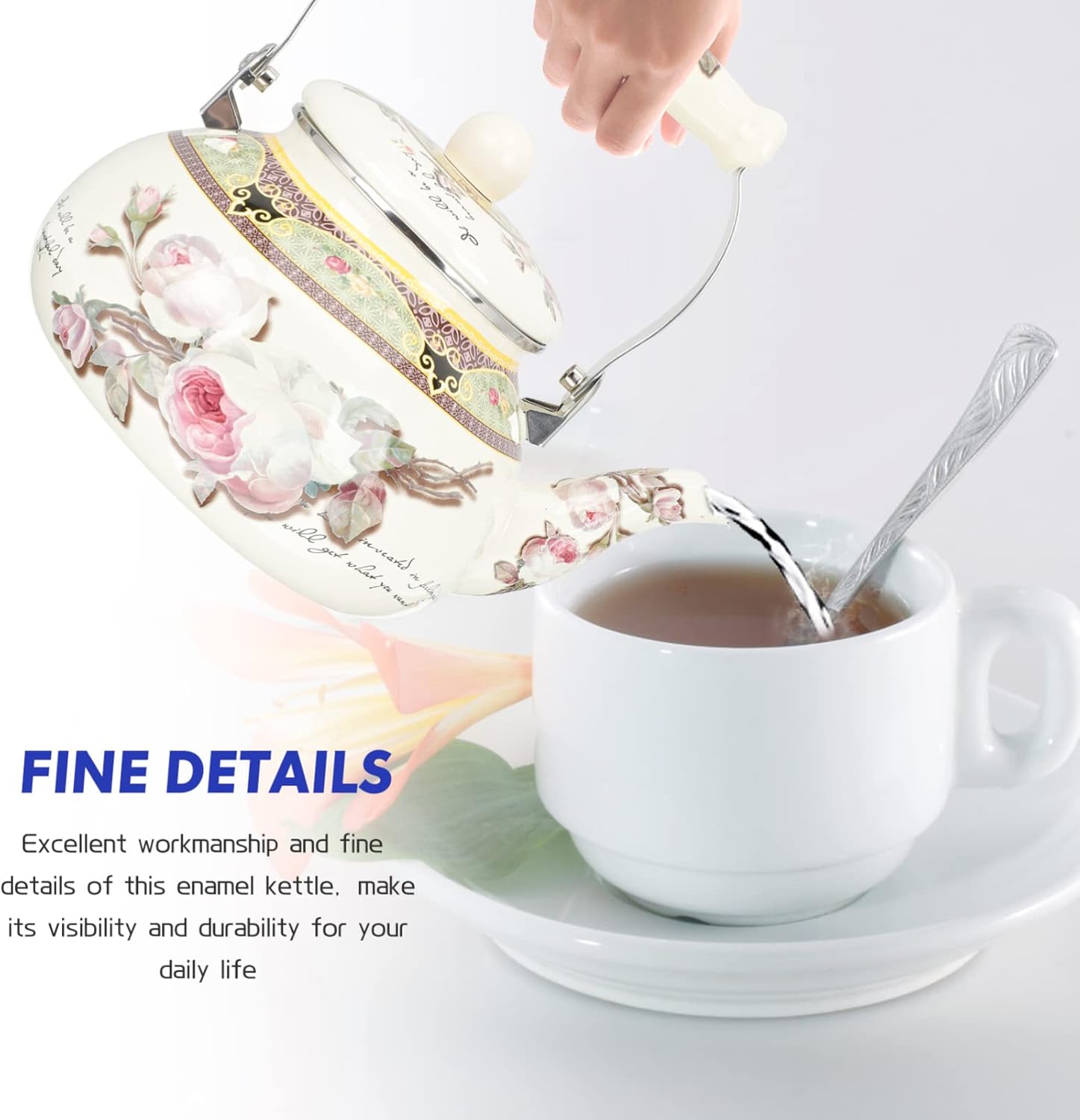 Luxshiny 25L Enamel Tea Pot for Stovetop