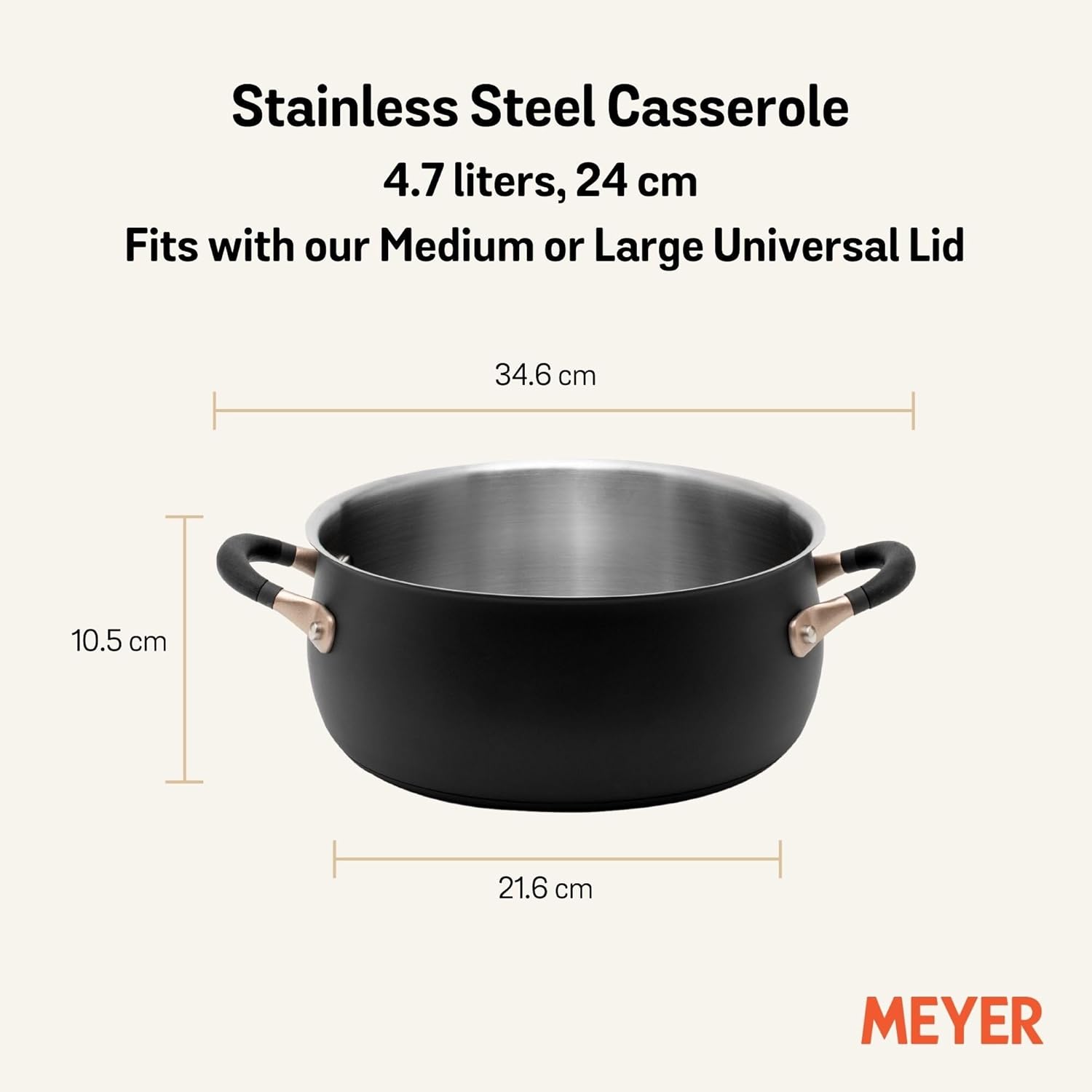 Meyer 5 qt Stainless Steel Dutch Oven Sleek Matte Black Design