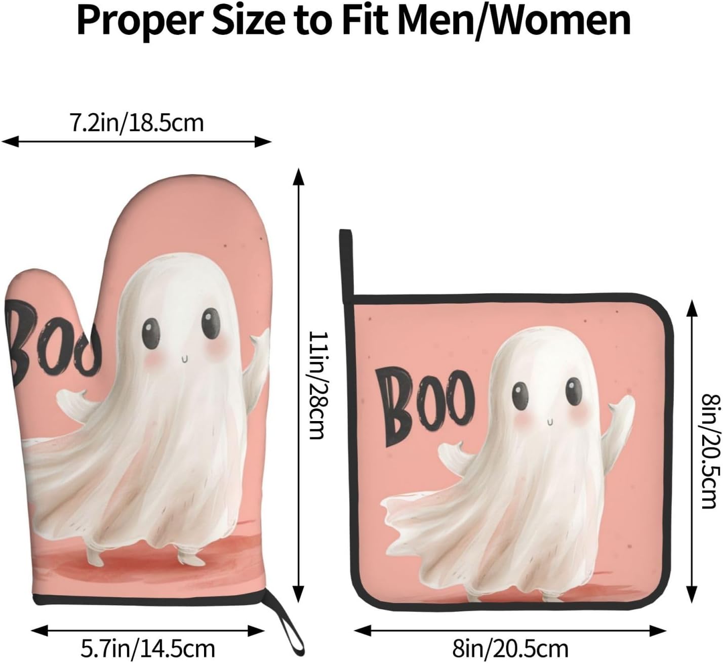 FireDeer Halloween Ghost Oven Mitts Potholder Set