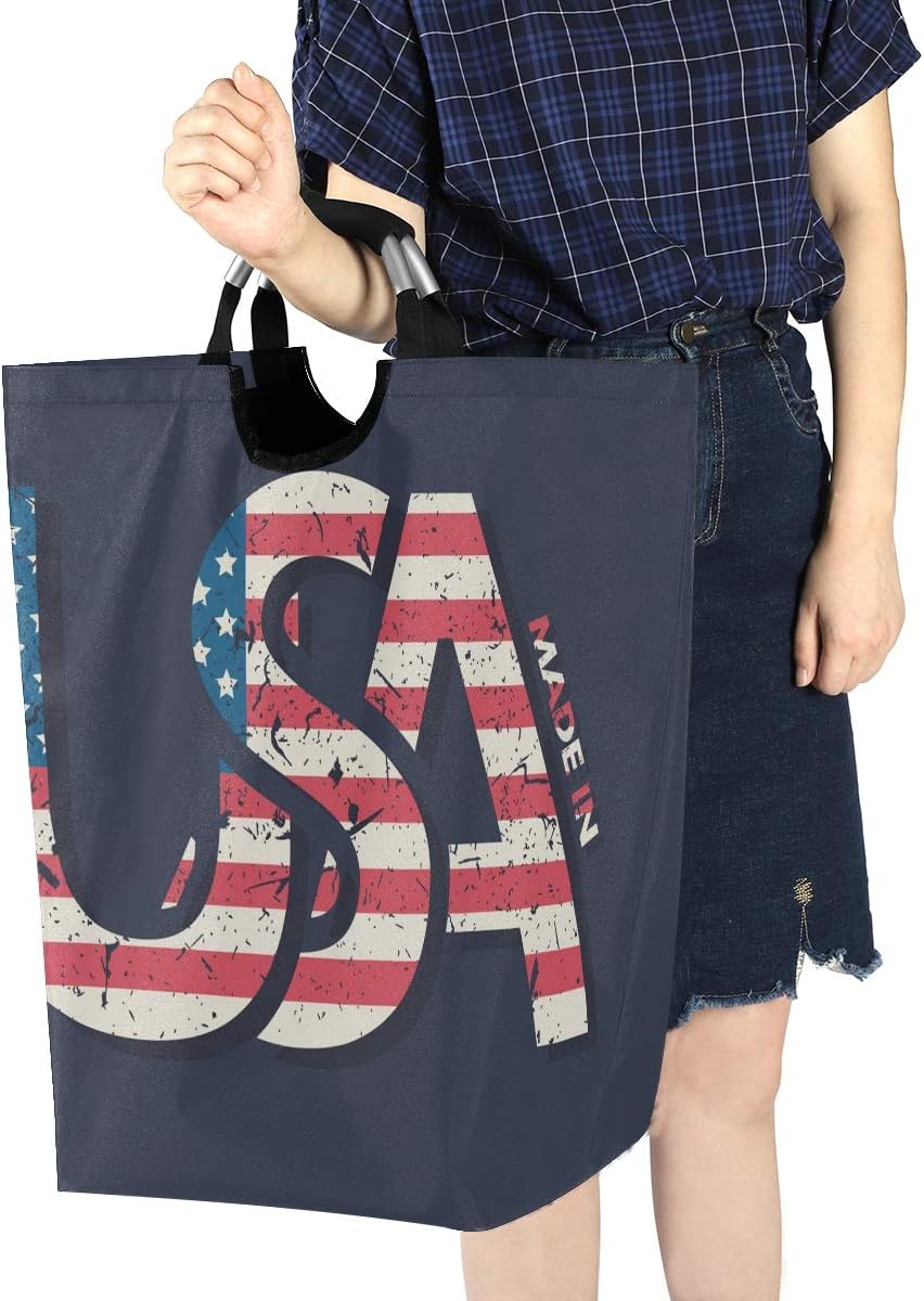 Collapsible Laundry Hamper with American Flag Design