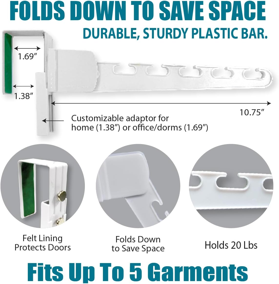 Freestanding over-the-door hanger organizer with 3-pack