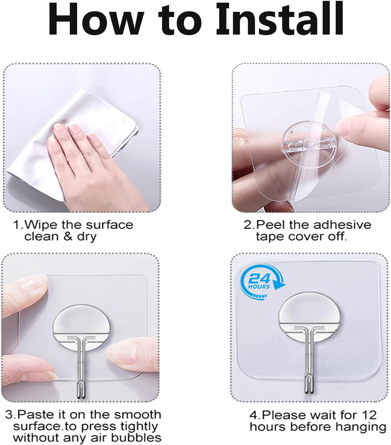 Strong adhesive hooks for home and outdoor use