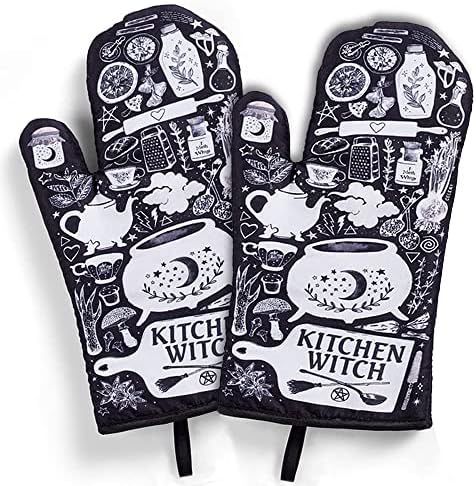 Halloween Oven Mitt Set Witchy Decor Triple Insulated Waterproof Safe